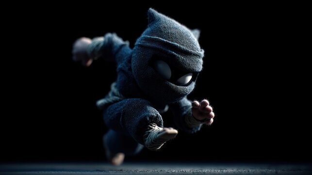 Cartoon ninja character in action pose