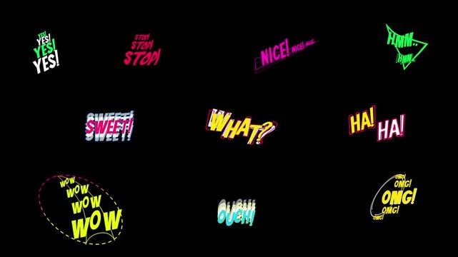 Colorful Comic Speech Bubbles Emotions.