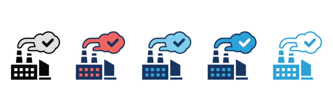Air quality icon sheet multiple style collection, featuring pollution indicators, environmental monitoring symbols