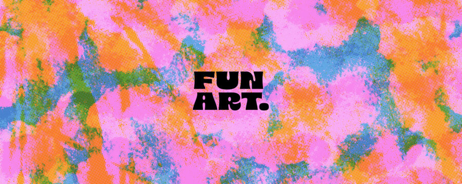 Funky pink risograph stamp texture background. Hand drawn colorful analog screen filter effect. Block printmaking halftone texture with filter effect. Risograph girly pink and emerald bg.