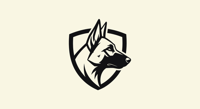 German Shepherd dog head shield logo on white background