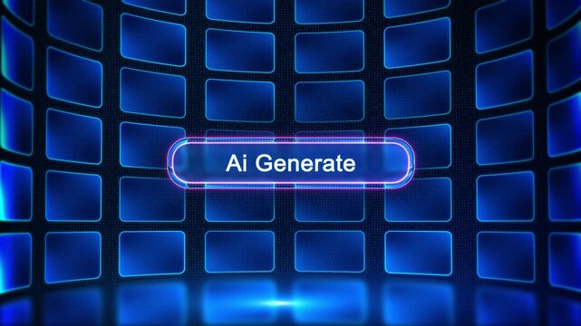 AI Generate Button Futuristic Interface Technology Background, AI generate digital interface grid panels environment. artificial intelligence software UI visuals, automation innovation presentations.
