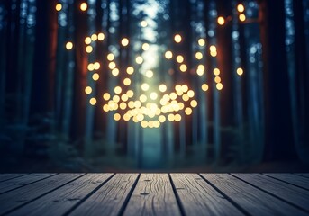 Naklejka premium Enchanting forest scene with glowing lights a magical and dreamlike woodland ambience