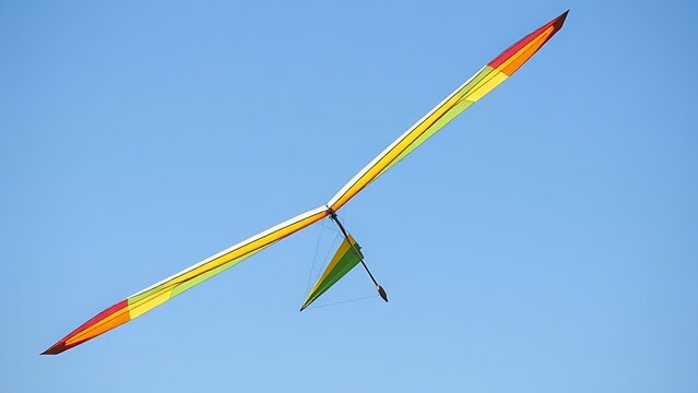 ultralight. A colorful ultralight aircraft wing extended against a clear blue sky. mobility guides, transit brochures, designed for mobility and urban transit guides.