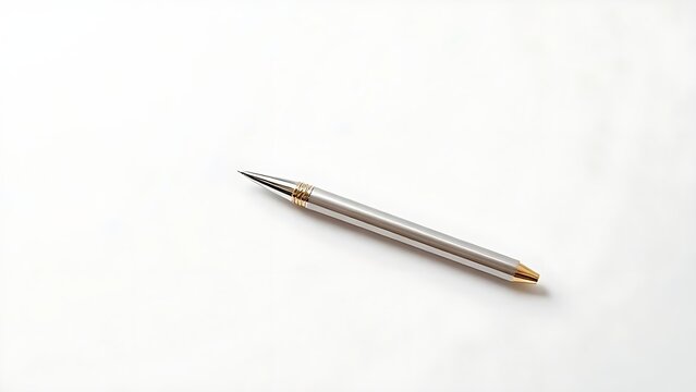 refill. Elegant pen on minimalist surface in a wide angle product composition with clean professional aesthetic. pitch deck slides.