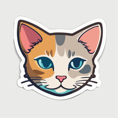 Fototapeta premium Cute Calico Cat Face Sticker Illustration