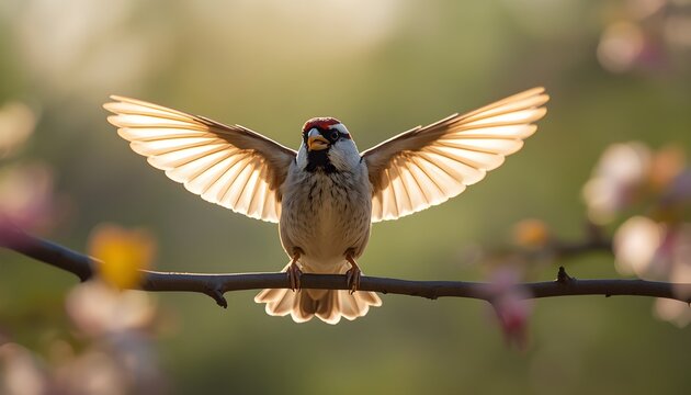 house sparrow flying,  sparrow flying, sparrow in morning, sparrow perched on a branch,