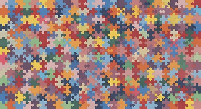 Colorful jigsaw puzzle pattern abstract background of interlocking pieces