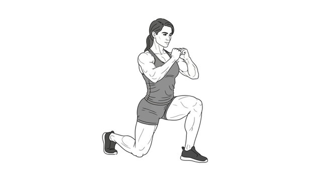 Woman performing a lunge exercise.