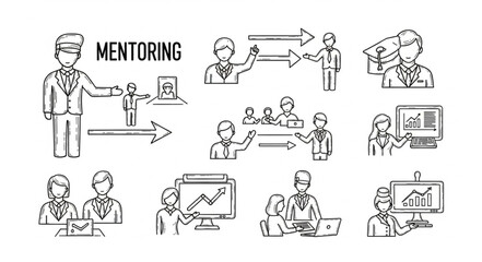 Fototapeta premium Mentoring Concept Illustrations Showing Guidance and Learning.