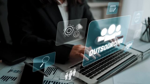 Outsourcing concept showing collaboration, delegation, global workforce, productivity, and task management through remote teams and external service providers Marrow