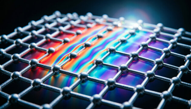 Nanotechnology Molecular Structure Visualization | Graphene Material Science Innovation | Advanced Materials Research with Colorful Lattice