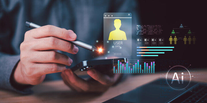 Human resources analyst leveraging AI-powered workforce intelligence system for employee data analytics, real-time monitoring, predictive insights, performance tracking, recruitment optimization