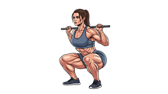Woman performing a barbell squat exercise.