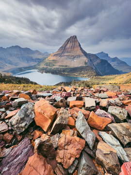 Bearhat mountain and hidden lake on a stormy day