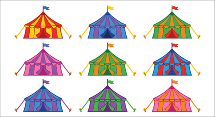 Colorful circus tents collection a vibrant display of big top structures © vectors home