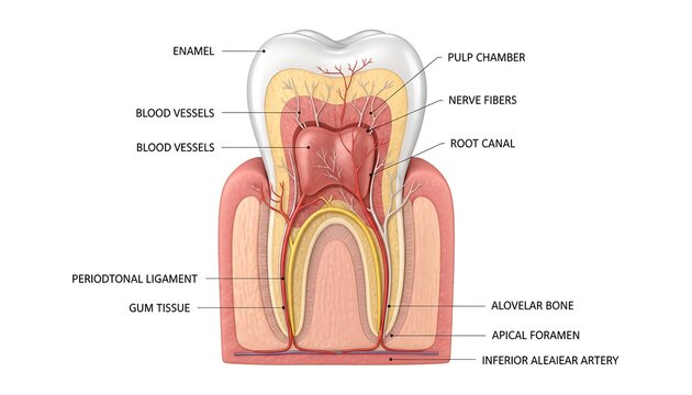 Cross Section of a Tooth with Gum and Inner Structures