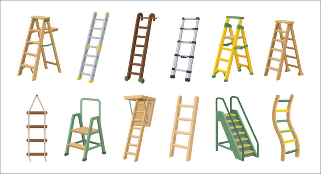 Collection of various ladders a diverse range for different tasks