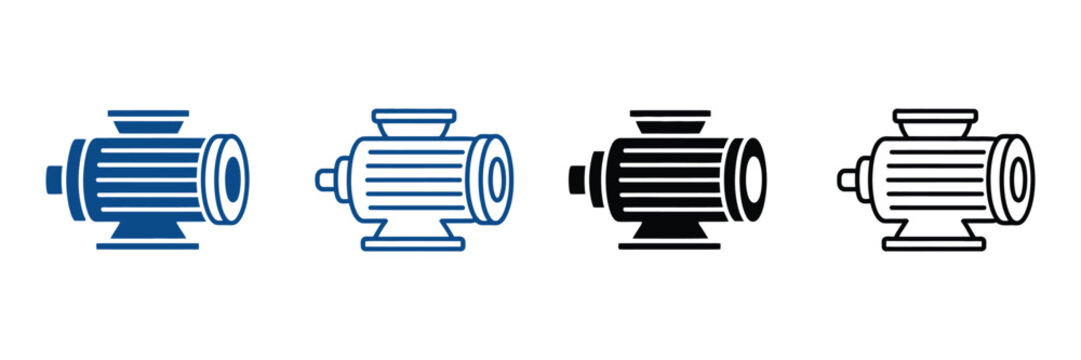 Electric motor icon, simple mechanical engine and motor power symbol, editable flat vector graphic for electrical engineering
