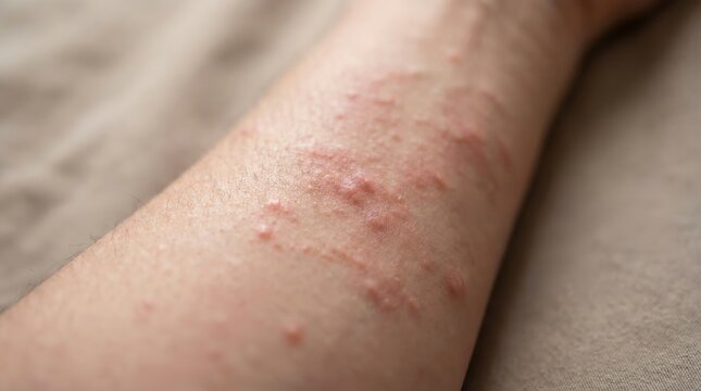 Skin Rash with Red Itchy Bumps on Forearm Indicating Allergic Reaction or Irritation