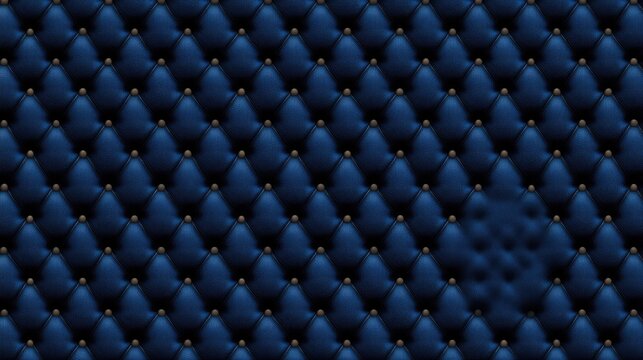 Dark Blue Tufted Leather Texture with Metallic Studs