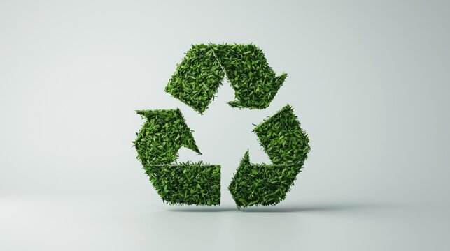 Eco Friendly Recycle Symbol Made of Fresh Green Grass