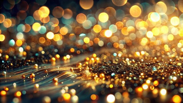 A closeup of an abstract metallic background with shimmering light streaks The metal surface reflects and refracts the light, creating a dynamic vis