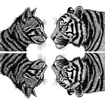 Tigers Facing Each Other Symmetrically.