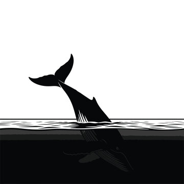 Whale Tail Underwater Ocean Scene.