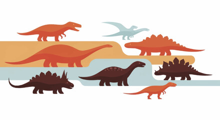 Collection of various dinosaur species in different poses and colors. © Faiz