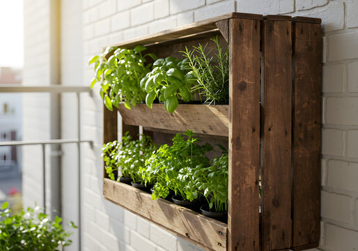 Rustic pallet herb garden display