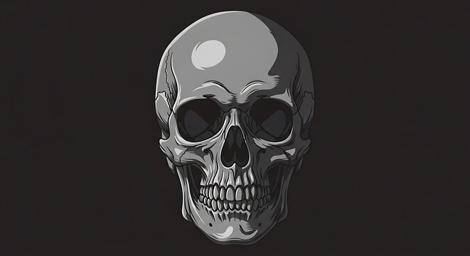 Graphic Skull Illustration Centered on Dark Background