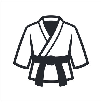 Martial arts uniform with belt during training Isolated on white background
