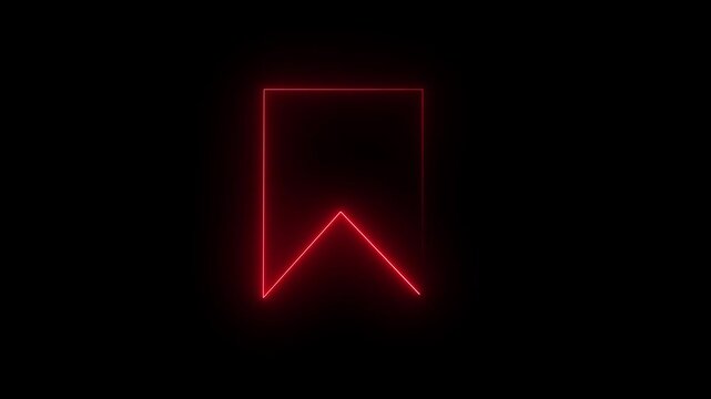 Glowing neon line bookmark save icon animation. representing saved pages, reading list, favorites, quick access, marked items, and modern digital animation on black background.