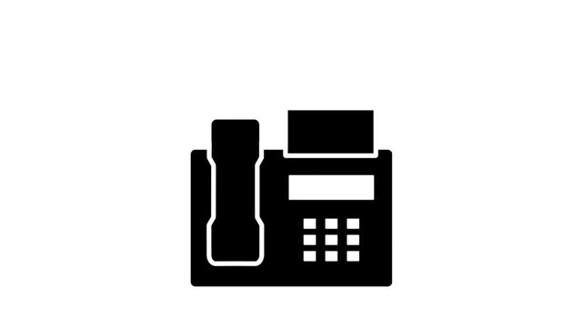 Black silhouette fax machine with document coming out showing printing process concept