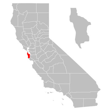 San Mateo County Highlighted on California State Map Vector Illustration