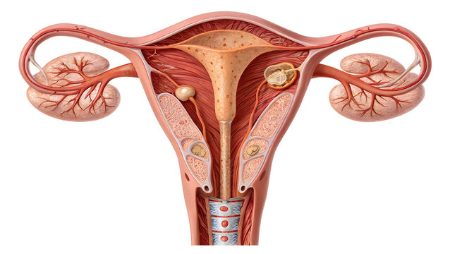reproductive system focusing on the uterus and fallopian tubes