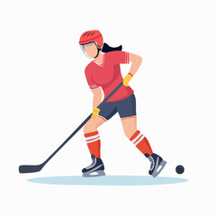 Fototapeta premium Woman playing ice hockey