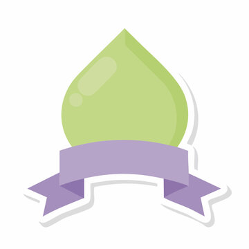 Green drop with purple ribbon