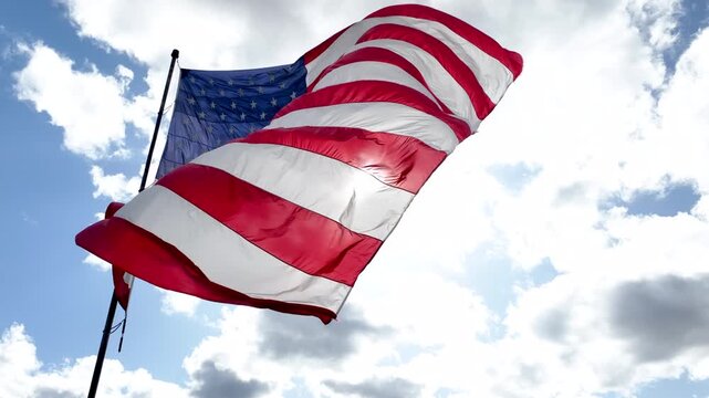 United States Flag Flying Proudly Outdoors on a Windy Day