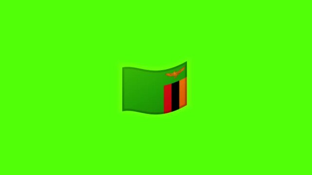 Waving flag of Zambia on a green screen, perfect for patriotic and national identity projects.