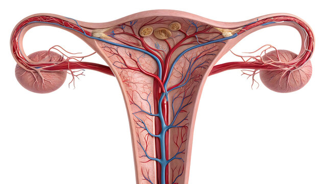Anatomical illustration of the female reproductive and urinary systems