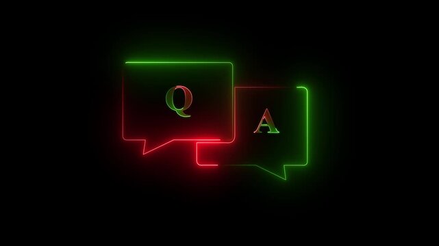 q and a question and answer animated session icon neon 4k screen Animated. Question and Answer the letters Q and A. 4K video animation