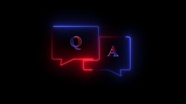 q and a question and answer animated session icon neon 4k screen Animated. Question and Answer the letters Q and A. 4K video animation