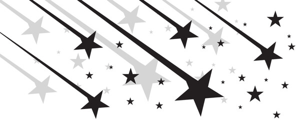 Black falling stars icon. Shooting stars icon vector set. Abstract silhouette of shooting star. Meteorite and comet symbols. Flying comet with tail, falling meteor, abstract galaxy element. © GACORR