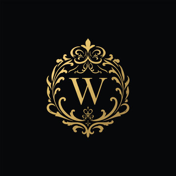 Royal Gold Letter W Shield with Decorative Floral Filigree,

Luxury Hotel and Boutique Monogram Letter W Logo Template.