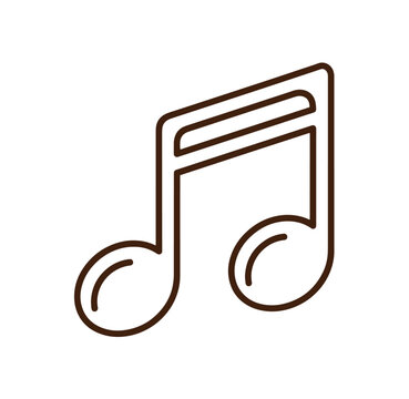 Brown musical eighth note symbol on white background