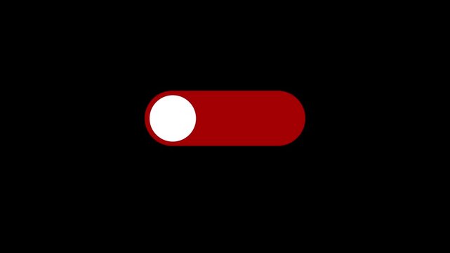 Minimalist On Off Toggle Switch animation with green color as on and red color as off over black background