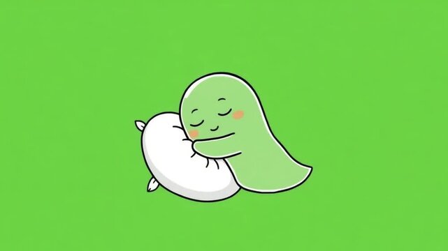Cute Ghost Sleeping with Pillow on Green Screen 3D Animation