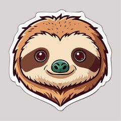 Fototapeta premium Cute Sloth Face Sticker